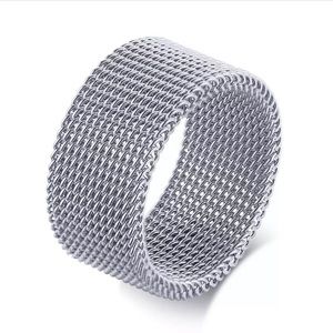 Men's Silver Mesh Minimal Ring 10mm band